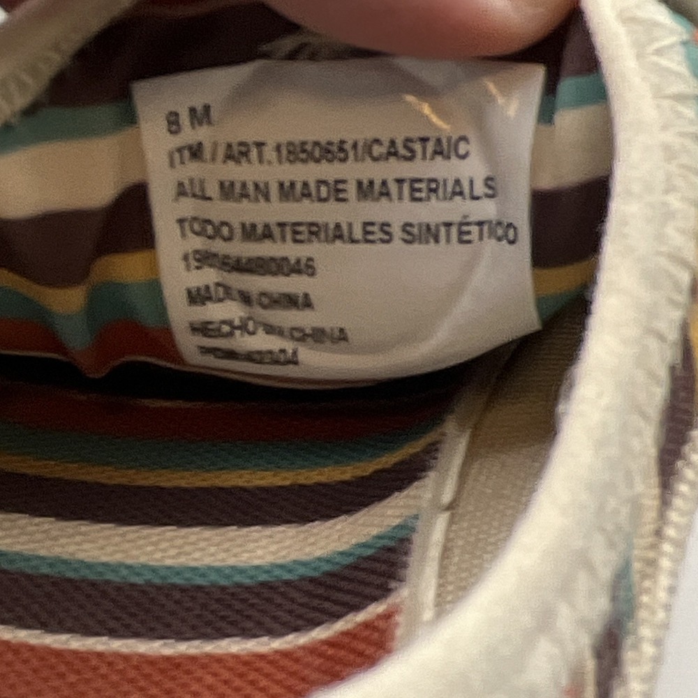 Hurley Women's Low Top Slip-on Sneakers Beige/Green Striped Lining Size 8 - Picture 10 of 10